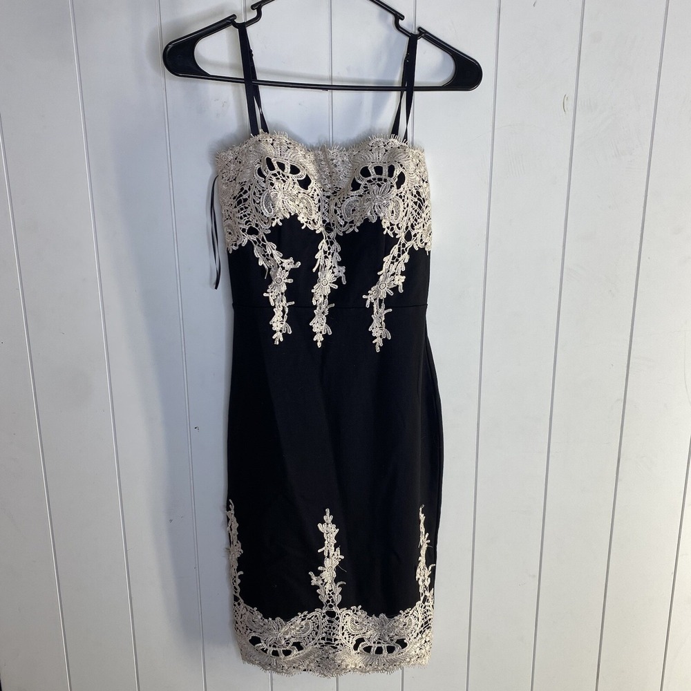 Haute Monde Black and Cream Lace Midi Dress Baddy Sexy Date night